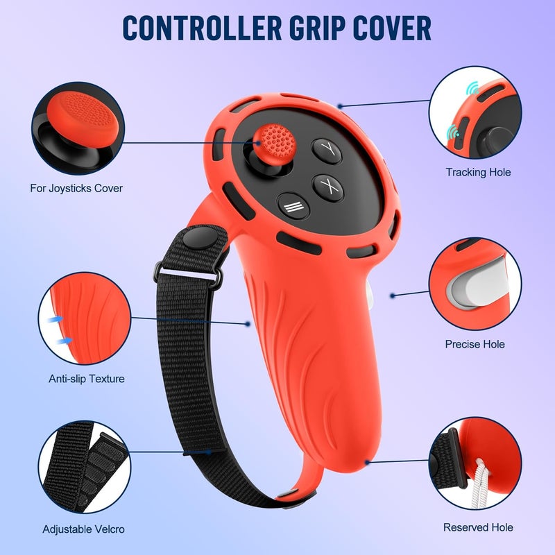 ms cleo Silicone Cover Set Compatible with Meta/Oculus Quest 3s Accessories, Silicone Face Cover, Controller Grip Cover, Camera Lens Protector, VR Shell Cover, Protective Lens Cover, Not Fit Quest 3 - Image 5